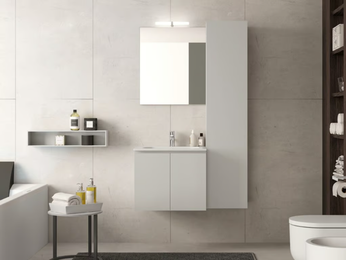 QUB09 - Single wooden vanity unit with doors with cabinets _ Gruppo Geromin